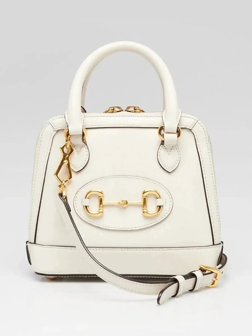 Gucci White Smooth Leather 1955 Horsebit Mini Bag